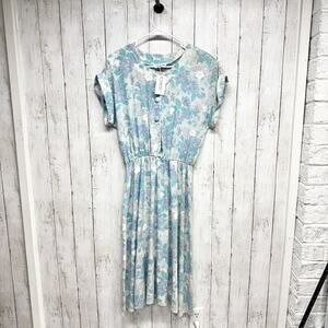 Vtg Stuart Alan Petites Dress Women Size 12 Floral Print Cottagecore Midi Button